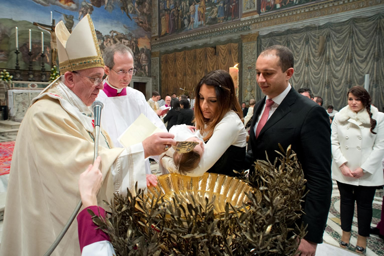 A baptism celebrated by Pope Francis in the Sistine Chapel