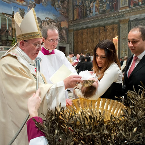 A baptism celebrated by Pope Francis in the Sistine Chapel