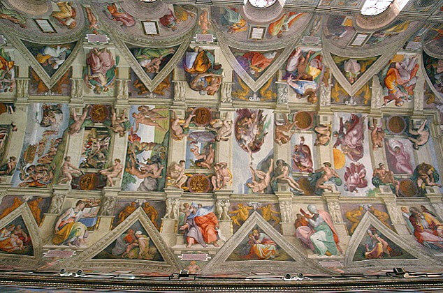 Sistine Chapel ceiling frescoed by Michelangelo