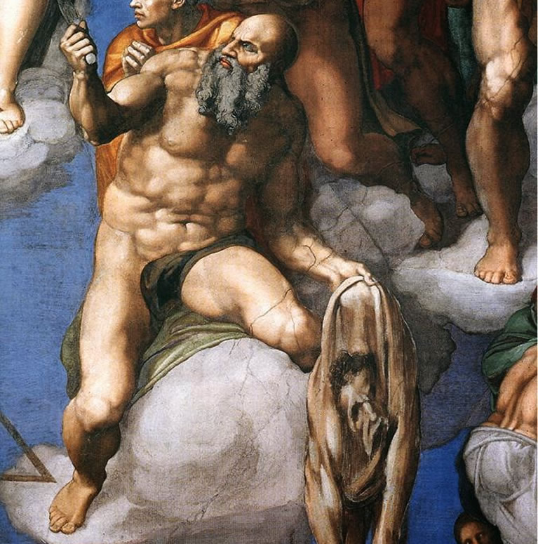 A detail of the Last Judgment censored by Daniele da Volterra