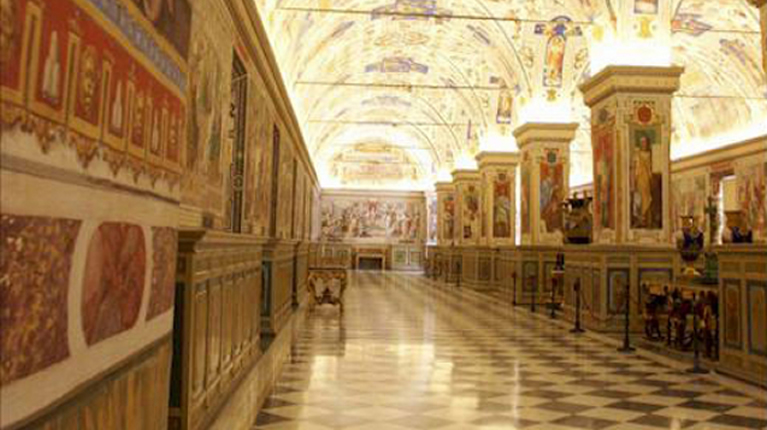 Inside the Gallery of Geographic Maps in the Vatican Museums in Rome